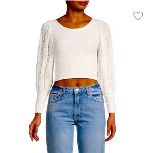 Free People Jasmine Floral Lace White Boho Puff Sleeve, Open Back,size Medium